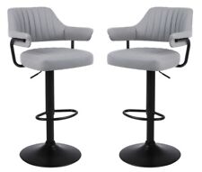2 X GREY PLUSH BAR STOOLS, GAS