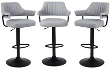 3 X PLUSH GREY BAR STOOLS, GAS