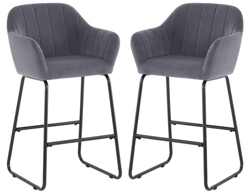 Grey velvet fixed height bar - grey,