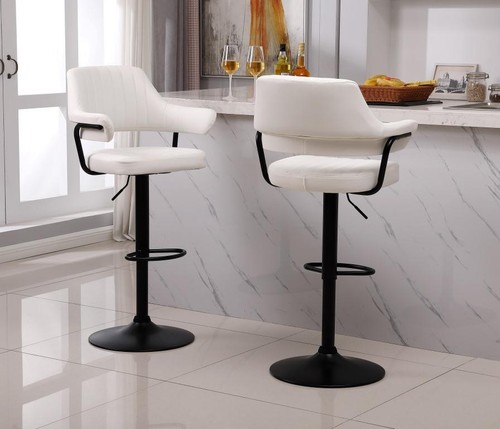 Plush white bar stools - 2,