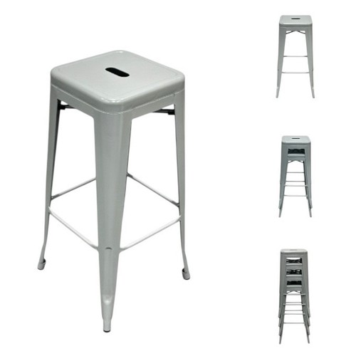 Grey metal tolix stools - metal, stools,